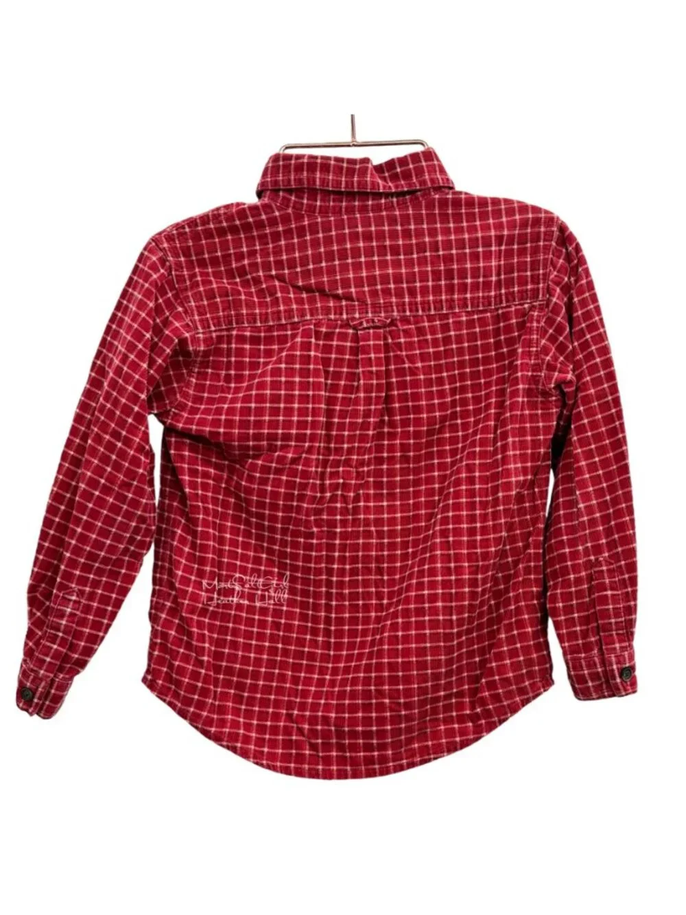 Janie & Jack Burgundy Checkered Cotton Thin Corduroy Button-Up Shirt Size 4T